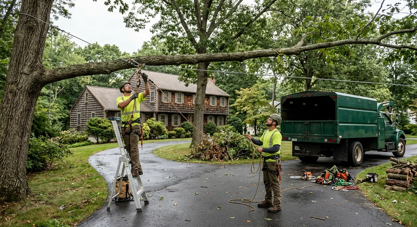 Storm-Stressed Limb Support Over Driveway