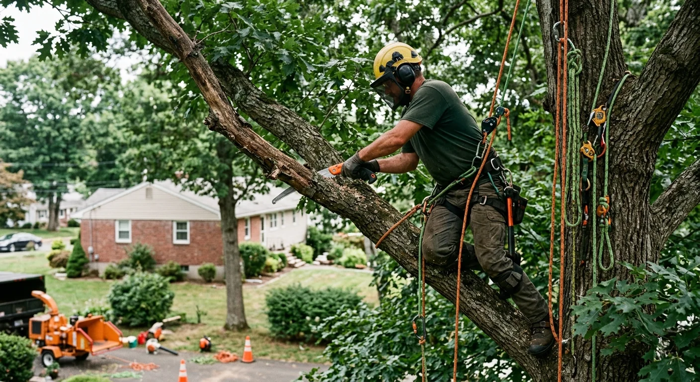 Mature Oak Deadwood Removal on Residential Lot