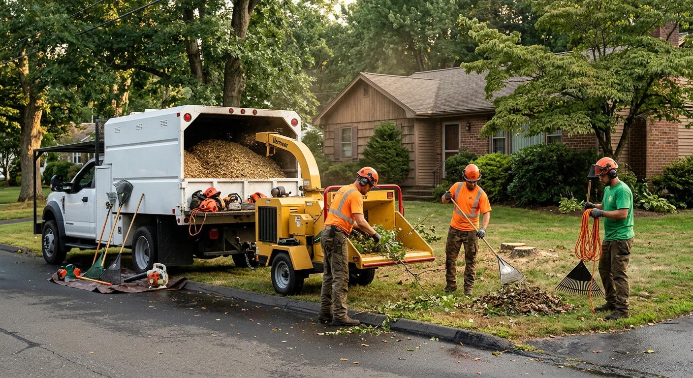 Brush hauled and site cleared after a tree pruning job