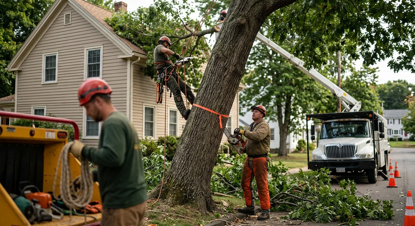 Leaning tree near a Meriden home flagged during structural assessment