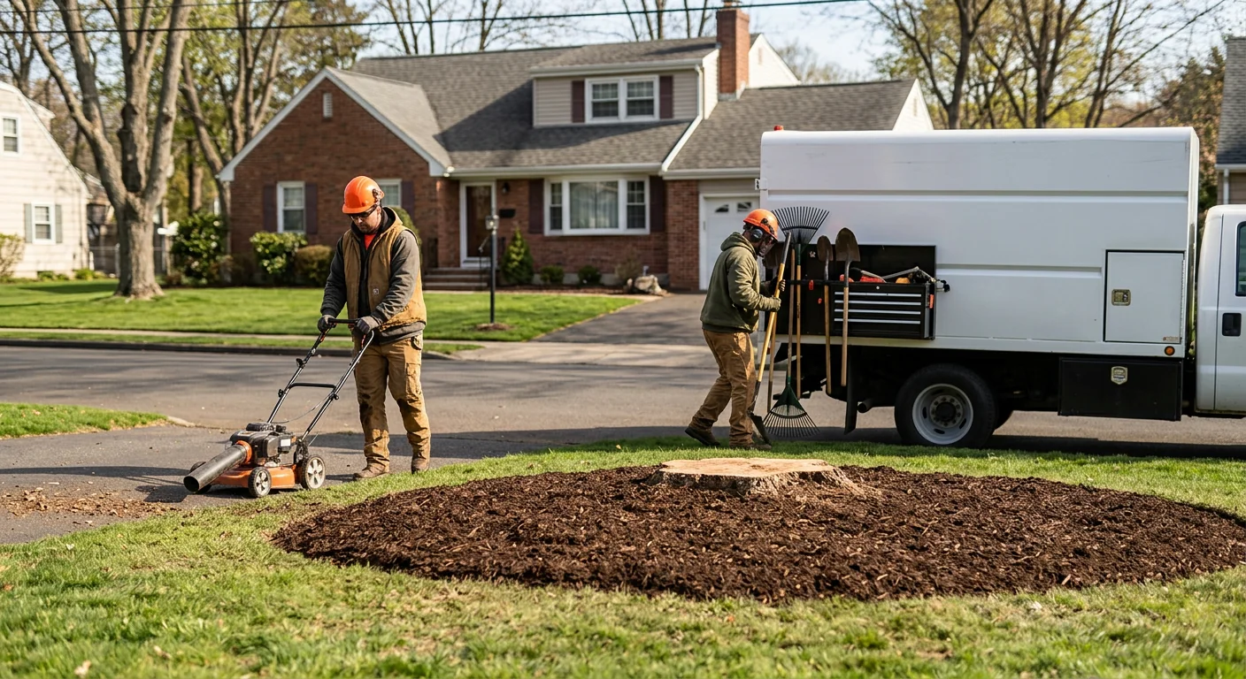 Tidy residential yard cleaned up after completed tree removal
