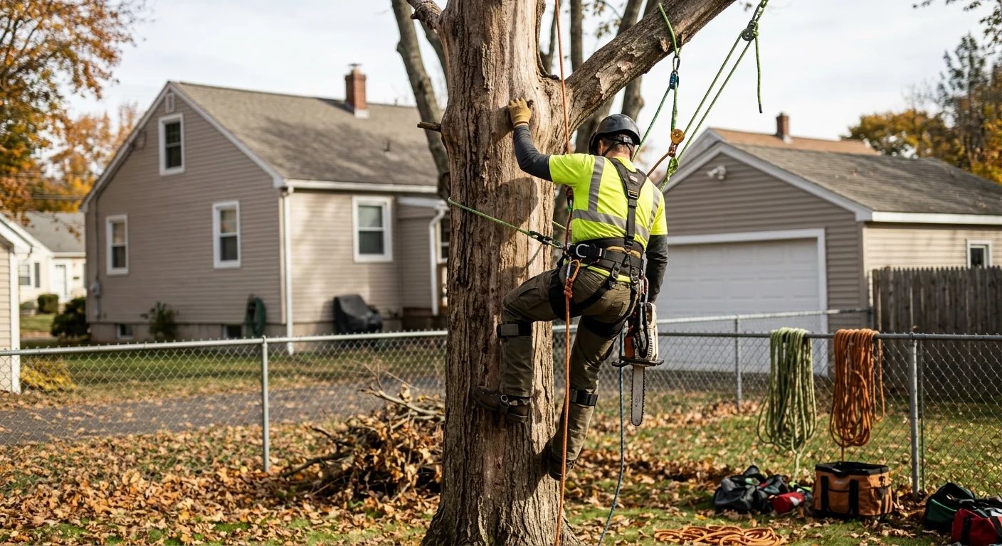 Backyard Hazardous Tree Removal With Hand Climbing